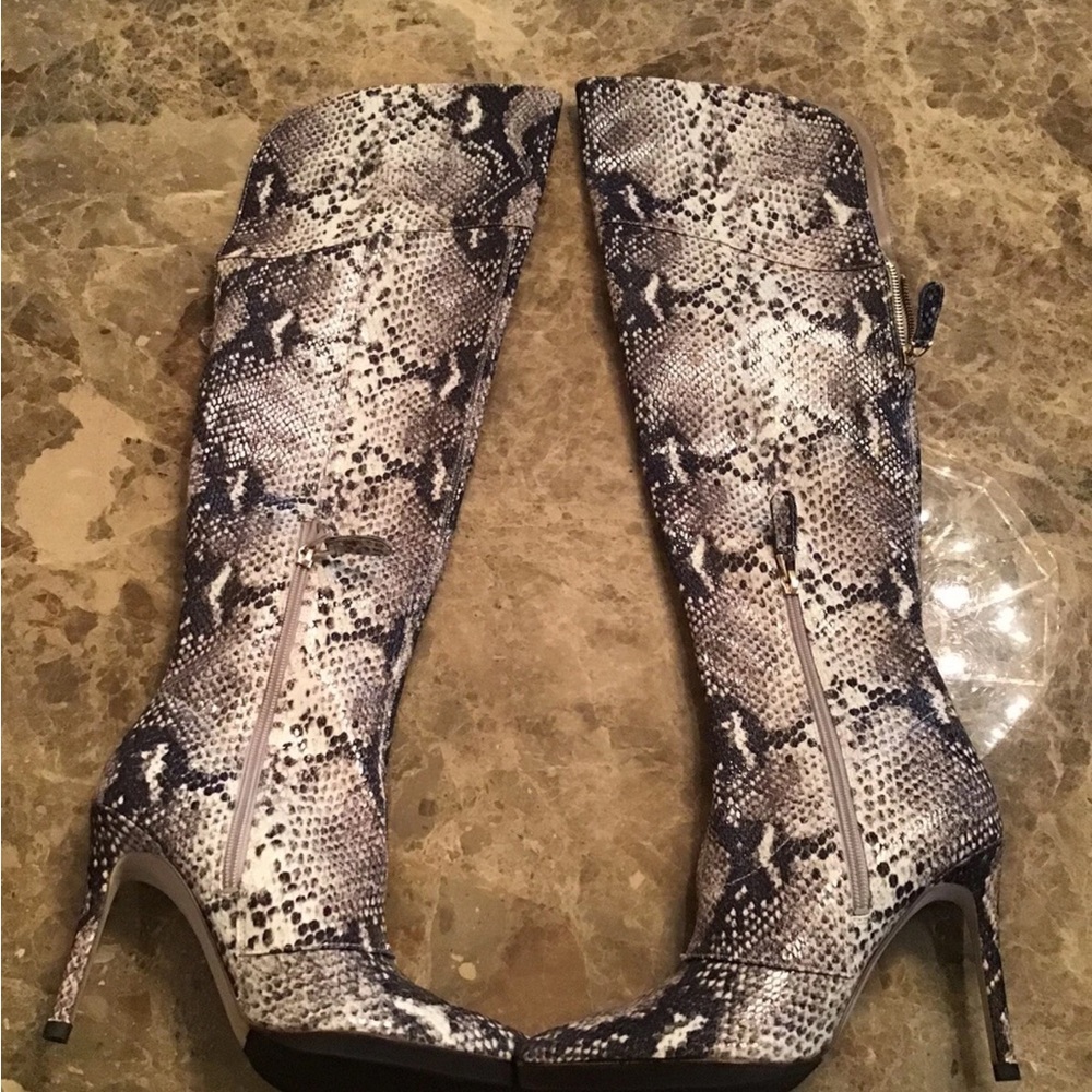 Guess by Marciano Black and White Over the Knee Boots